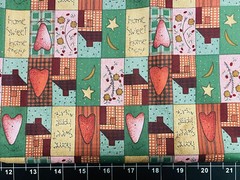 Tina Scrap 9″x21” Folk Art House Heart Star Patchwork Country Fabric Cotton