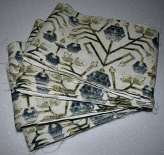 Zak+Fox KHOTAN — Indigo & Green Cotton/Linen Print Fabric LOT 16 LARGE REMNANTS