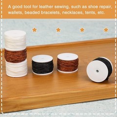 6 Pack Waxed Thread Leather Sewing Awl Replacement Spools, Repair 3 Colors