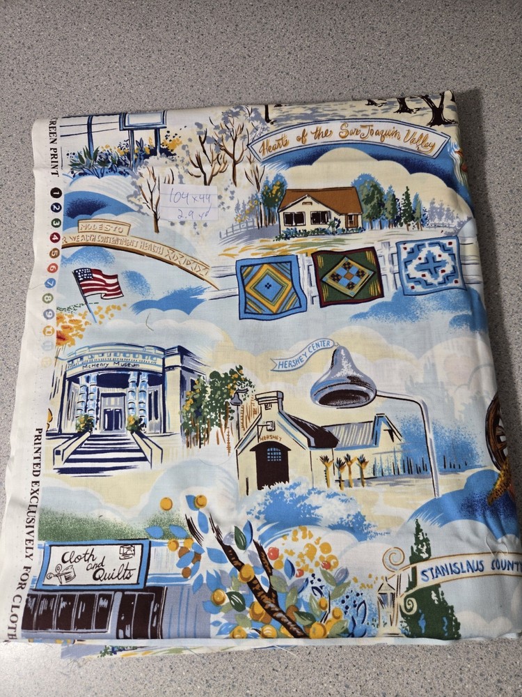 Hoffman California Fabrics Cloth And Quilts Screen Print 2.9 Yards Turlock Cow
