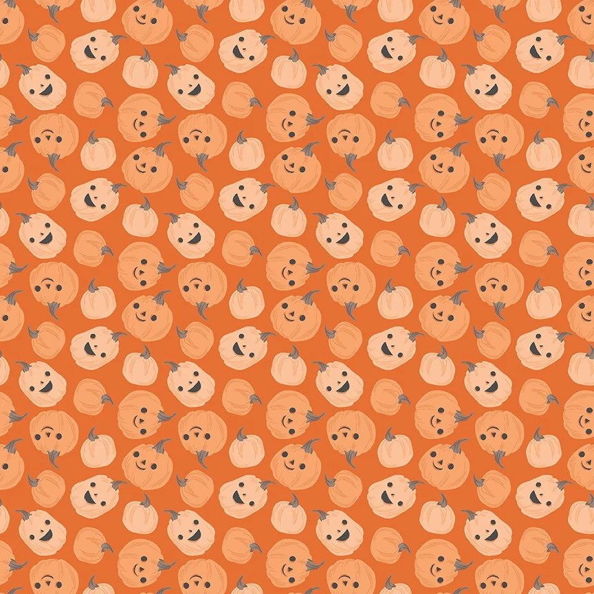 RILEY BLAKE – Frank and Friends by My Mind’s Eye – Pumpkins – Orange ,1/4 yard