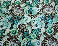 3 ydx 56″w Polyester Light Crinkle Fabric Green Brown Floral Paisley NO STRETCH