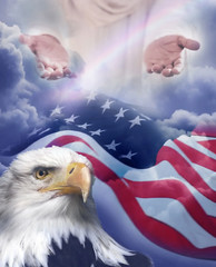 Faith Patriotic Unity Under God Panel Fabric (Single Panel)