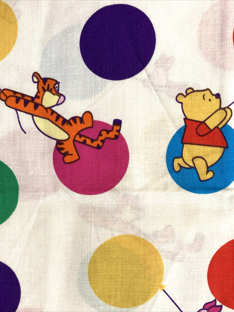 Winnie The Pooh Rainbow Balloons on White 1Y VTG Springs Industries Fabric