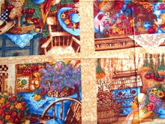 23″ x 44″ Cotton Fabric “Country Home” by SSI, 12″ Squares , Makes 6 Blocks