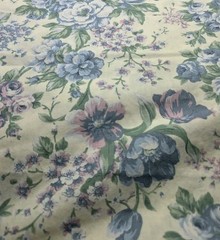 VTG Concord Fabrics Joan Kessler Fabric Pastel Blue Pink Flowers ~42″ X ~46″