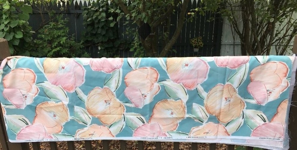 Vintage Fabric UCC Chetley Originals MCM Mod Floral 54″ x 3 yds Transfer Print