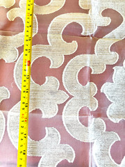 ROBERT ALLEN Designer Sample Damask Sheer Fabric Set / 2 Ivory Off-White Shiny