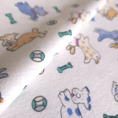Blue and Brown Puppies Flannel Fabric 45″ By The Yard