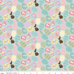 1/4 Yard 9”x42” Riley Blake “Bunny Trail” Easter Eggs Powder Blue Quilt Cotton