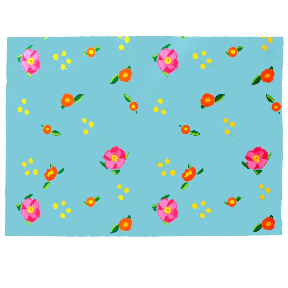 Leland gal Modern Floral Print Fabric- Katherine’s Blooms / Robin Egg 8 yds