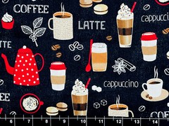 Tna Scrap 9″x21″ Coffee Espresso Pastry Cappuccino Macaron Latte FABRIC COTTON