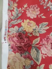 NEW RALPH LAUREN Red Floral Upholstery Fabric Cotton 2 1/4 YARDS (80″), UNCUT HT
