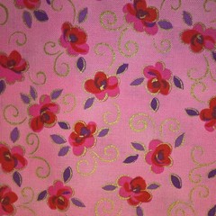 Marcus Brothers Metallic Florals on Pink Cotton Fabric by the HALF YARD