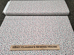 Polka Dot Print BTY Unbranded Feedsack Style Wine Red Green Gold on Off-White