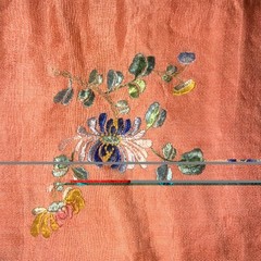 Antique Chinese Embroidered Silk Floral Pattern, Birds Theme