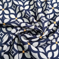 55” Wide By Yard Damask Navy White Viscose Fabric Soft Sewing Material Rayon