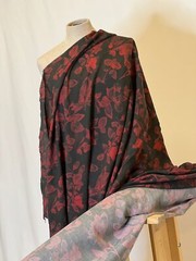 Cotton Poplin Floral Print Pantone Gadget Gray Marsala Tigerlily Tricolor Fabric