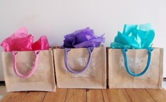 Jute Blend Tote Bags With Picture Pocket 10″ x 8″ x 5″ (6 Pack)