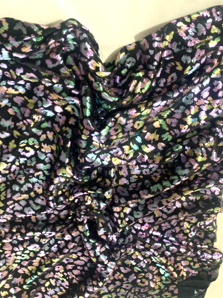 Liquid lame polyester fabric 2 yards 12″ x 46″aqua/lavender foil on black