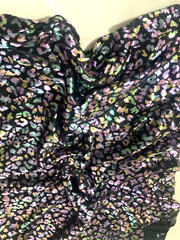 Liquid lame polyester fabric 2 yards 12″ x 46″aqua/lavender foil on black