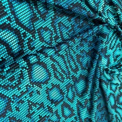 Blue Snake Animal Print Spandex Fabric Stretch by Yard for Swimwear Sportwear