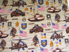 Kaufman Cotton Fabric US ARMY Flags Tanks Soldiers Medals Helicopters Ft QTR