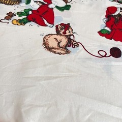 Vintage Christmas Double Border Santa & Vintage Children Cotton 1.5 yards x 59″