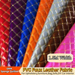 Laser PVC Faux Leather Fabric Sponge QuiltedEmbroidery Material for Upholstery