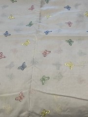 2.5 Yds Embroidered Butterfly Fabric Pastels Cotton 46in Wide VTG HTF