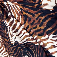 Animal Print Zebra Brown Spandex Fabric Stretch 60″wide by the Yard for Swimwear
