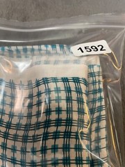 Fabric Lot 2 Yards 26 Inches 42 W Wavy Checks Stripes Turquoise Aqua White