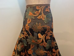 ORANGE GOLD BLACK Metallic Brocade ORGANZA Fabric 58” Width Sold By The Yard
