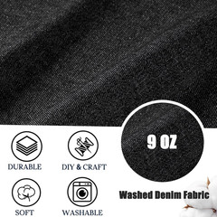 9OZ Washed Denim Fabric by the Yard, 71″ Wide Polyester Cotton Jean Material for