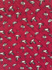 Vintage 80s CRANSTON VIP Cotton Fabric Red Quilted MALLARD DUCK Print Piece