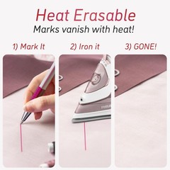 Lange & König Heat Erasable 12 Count (Pack of 1), White, Purple, Pink, Black