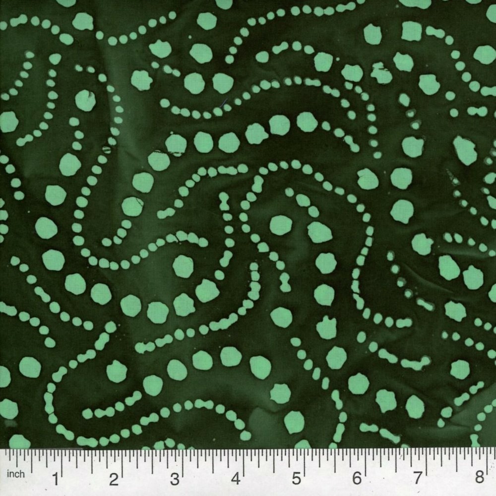 QUILTER’S BATIK 45-inch BTY 100% Cotton Hunter Green with Green Dots