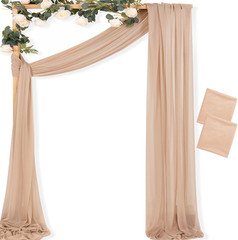 Nude Wedding Arch Draping Fabric 2 Panels 29″ X 20 FT Extra Long Gauze Drapes Sh