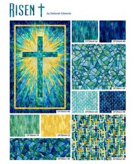 Northcott – Risen – Large Packed Crosses – Blue/Multi, Fabric BTY