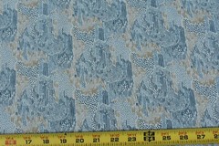 By 1/2 Yd, Vintage, Blue Brown & Cream Cotton Voile, P5479