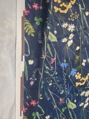Lunarable Green Night Wildflower Velvet Fabric Panel 113×62 Large Botanical