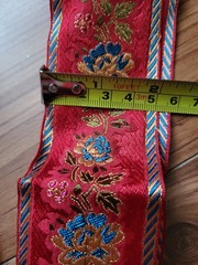 Vtg Silk Chinese brocade and jacquard ribbons Trims. Flower and Butterfly