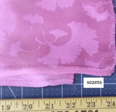 Vintage Silk Damask Ginkgo Leaf Fabric Remnants Dusty Rose Mauve Pink