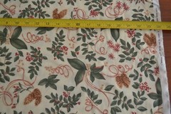 By 1/2 Yd, Red & Green Christmas Print on Cream Brushed-Cotton, Taylor/Moda,A905