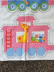 Vintage Cotton~Canvas Pillow Panel Train Zoo Animals Numbers Spring Mills 5692