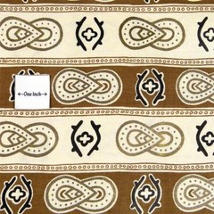 Vintage Polished Cotton, Egyptian Design Metallic Gold Brown Ivory Per 1/2 Yd