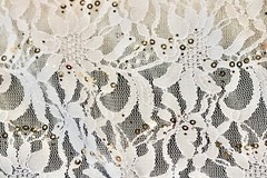 EMBROIDERED FLORAL LACE FABRIC WITH BEAD SPARKLE SOFT WHITE 56″ WIDE BY THE YARD