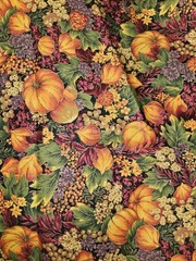 Lot Of 5 Pieces Of Mixed Patterns Fall Themed Cotton Fabric & 70 X 6.5″ Squares