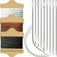 VONEEDL Upholstery Repair Kit: Waxed Sewing Thread (3 Black, White, Brown