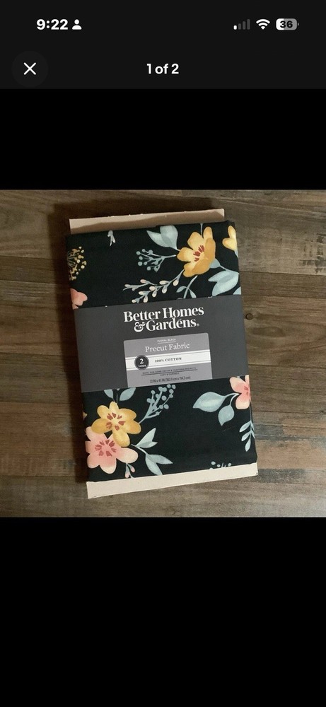 Better Homes And Gardens Precut Fabric 2 Yards Floral Black